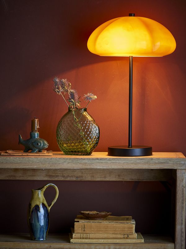 Bloomingville Kinoko Bordslampa, Gul, Metall, Ø30xH46,5 cm