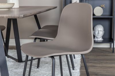 Venture Home Arctic & Marina 6 st Matstolar Beige + Rektangulärt Matbord 180 x 90 Natur