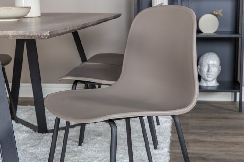 Venture Home Arctic & Marina 6 st Matstolar Beige + Rektangulärt Matbord 180 x 90 Natur