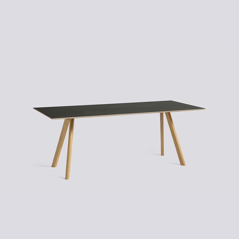 HAY CPH30 matbord, Black linoleum/Lacquered oak