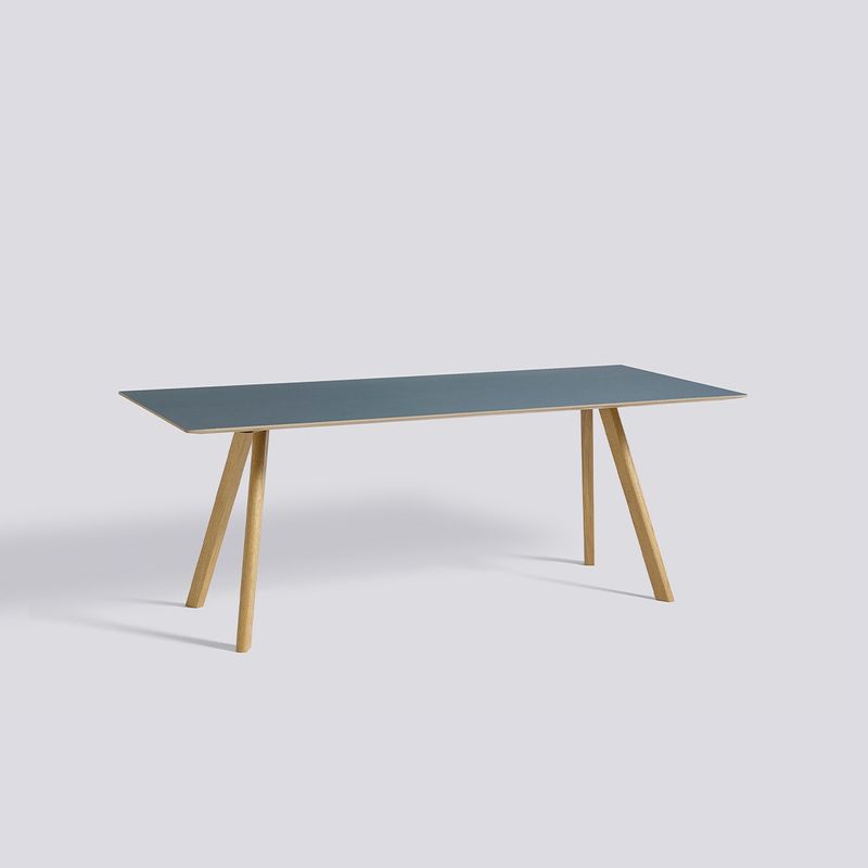 HAY CPH30 matbord, Smokey blue linoleum/Lacquered oak