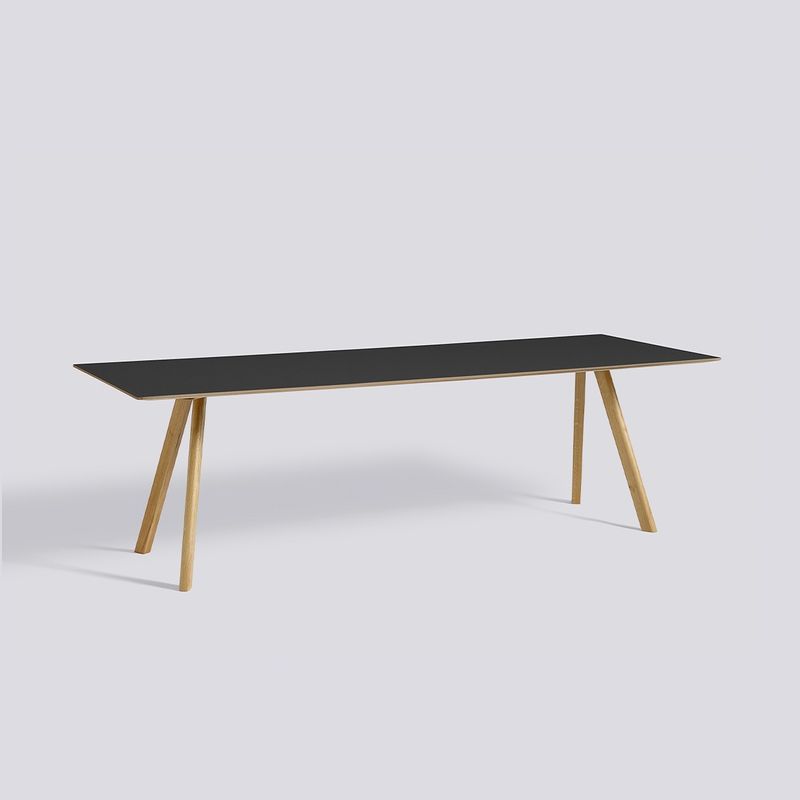 HAY CPH30 matbord, Black linoleum/Lacquered oak