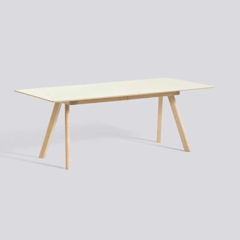 HAY CPH30 utdragbart matbord, Off-white linoleum/Lacquered oak