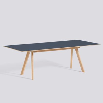 HAY CPH30 utdragbart matbord, Smokey blue linoleum/Lacquered oak