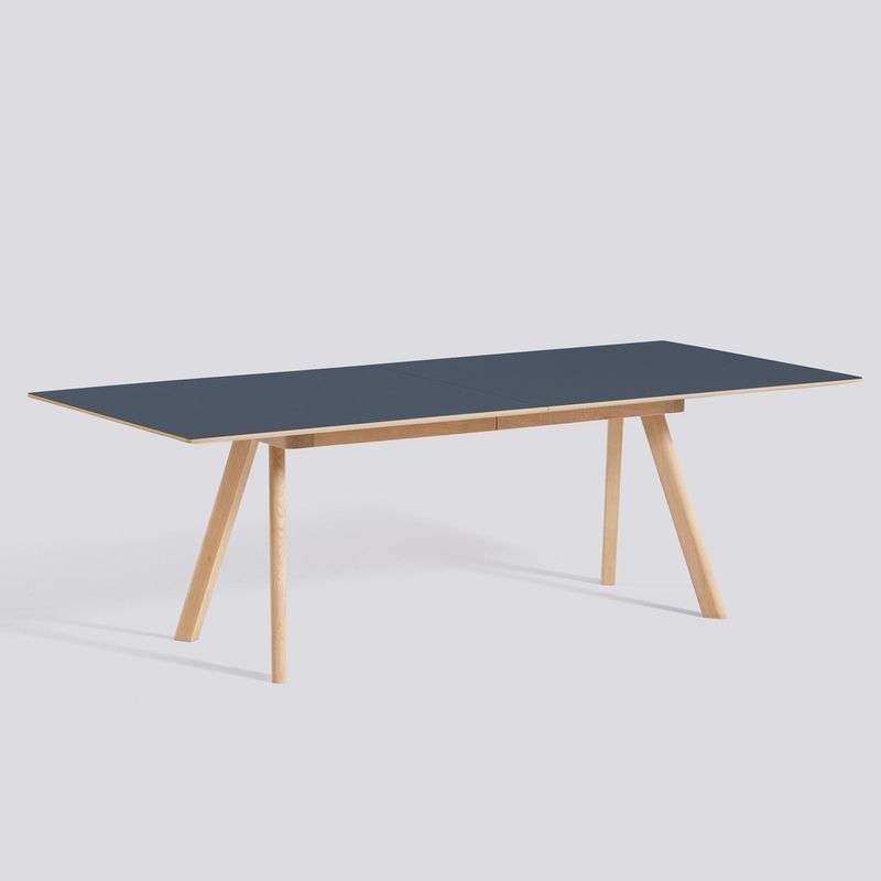 HAY CPH30 utdragbart matbord, Smokey blue linoleum/Lacquered oak