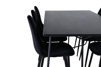Venture Home Petra & Polar Rektangulärt Matbord 190 x 90 Svart + 6 st Matstolar Svart