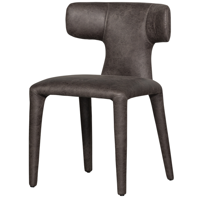 WOOOD PERMIT Matstol i Läderlook Svart/Grå 2 st