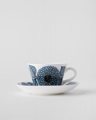 Gustavsbergs Porslinsfabrik Blå Aster kaffekopp med fat konisk