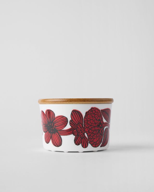 Gustavsbergs Porslinsfabrik Röd Aster burk 10 cm rak med lock