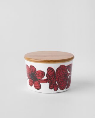 Gustavsbergs Porslinsfabrik Röd Aster burk 10 cm rak med lock