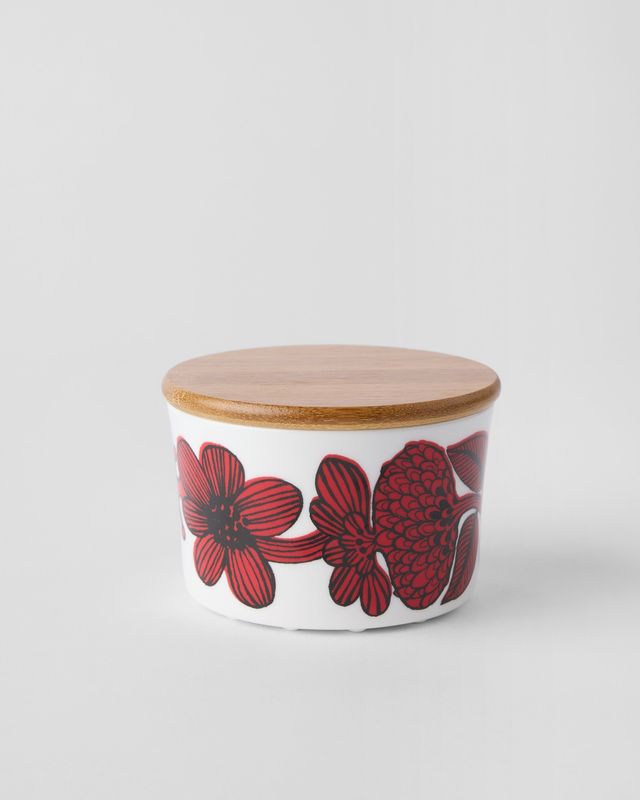 Gustavsbergs Porslinsfabrik Röd Aster burk 10 cm rak med lock