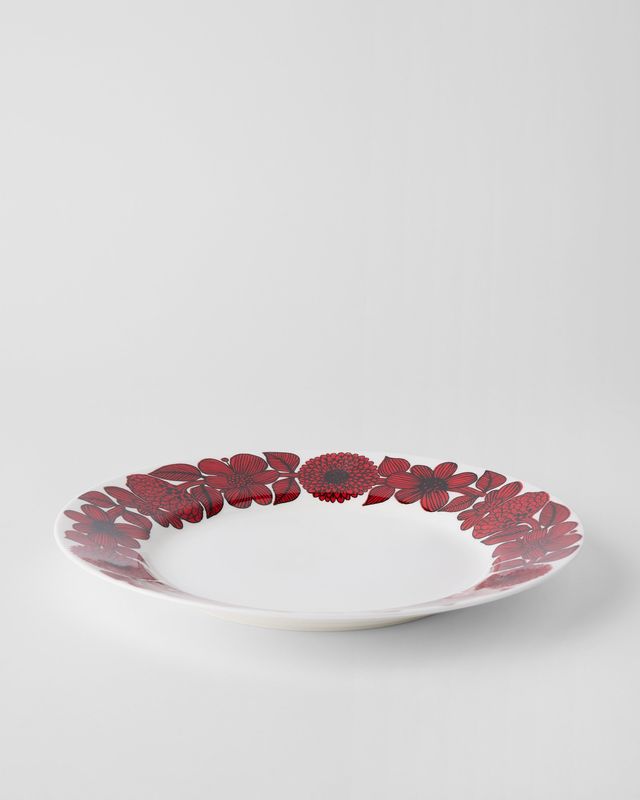 Gustavsbergs Porslinsfabrik Röd Aster tallrik 28 cm med bräm