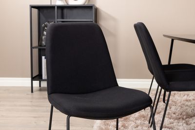 Venture Home Muce & Petra 6 st Matstolar Svart + Rektangulärt Matbord 190 x 90 Svart