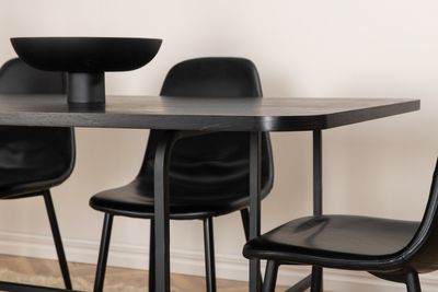 Venture Home Uno & Polar Rektangulärt Matbord 200 x 90 Svart + 6 st Matstolar Svart