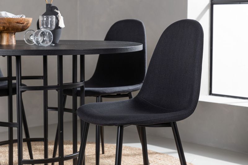 Venture Home Polar & Copenhagen 4 st Matstolar Svart + Runt Matbord ⌀115 Svart