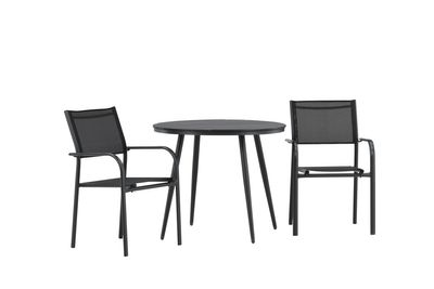 Venture Home Break & Santorini Runt Matbord ⌀90 Svart + 2 st Matstolar Svart