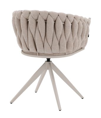 Homerebels Wave Chair Matstol Beige – Flätad rygg & 360° roterbar