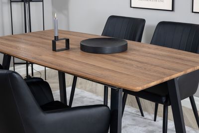 Venture Home Inca & Comfort Rektangulärt Matbord 160 x 85 Valnöt + 4 st Matstolar Svart