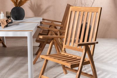 Venture Home Togo & Kenya Rektangulärt Matbord 200 x 100 Vit + 6 st Positionsstolar Natur