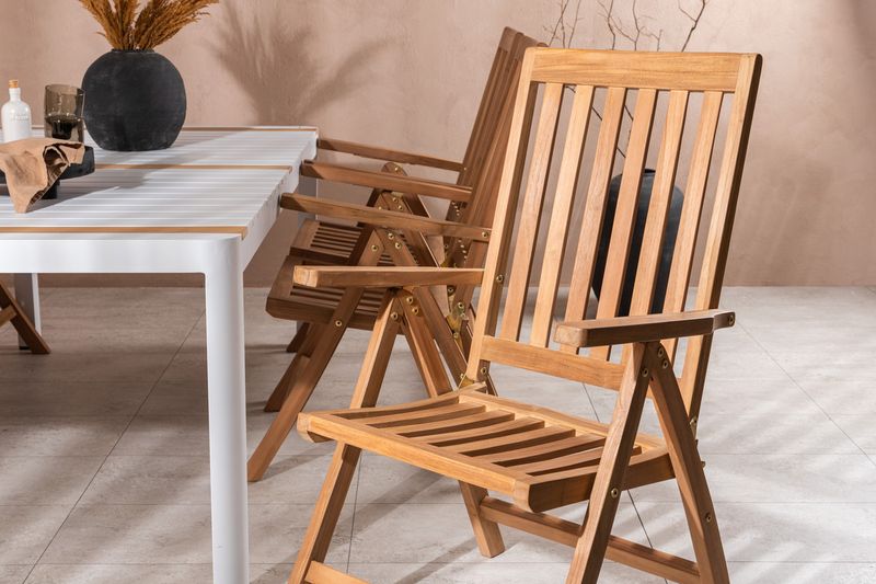 Venture Home Togo & Kenya Rektangulärt Matbord 200 x 100 Vit + 6 st Positionsstolar Natur