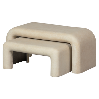 WOOOD Stani Soffbord i Fiberlera - Naturliga, Set om 2