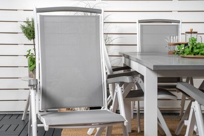 Venture Home Albany Rektangulärt Matbord 152 x 90 Vit + 6 st Positionsstolar Vit