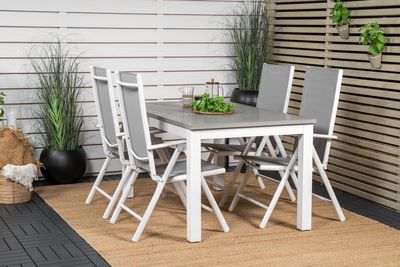 Venture Home Albany & Break Rektangulärt Matbord 152 x 90 Vit + 4 st Positionsstolar Grå