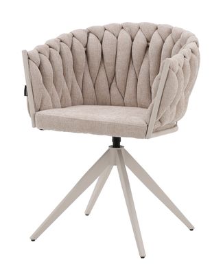 Homerebels Wave Chair Matstol Beige – Flätad rygg & 360° roterbar