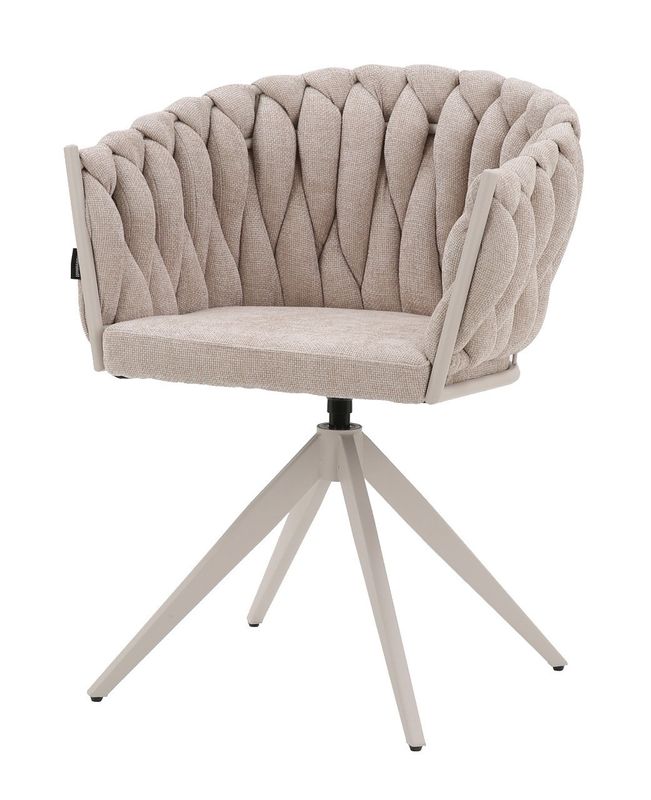 Homerebels Wave Chair Matstol Beige – Flätad rygg & 360° roterbar