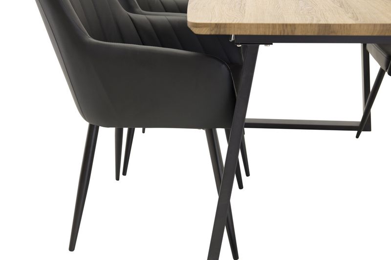 Venture Home Inca & Comfort Rektangulärt Matbord 160 x 85 Valnöt + 4 st Matstolar Svart