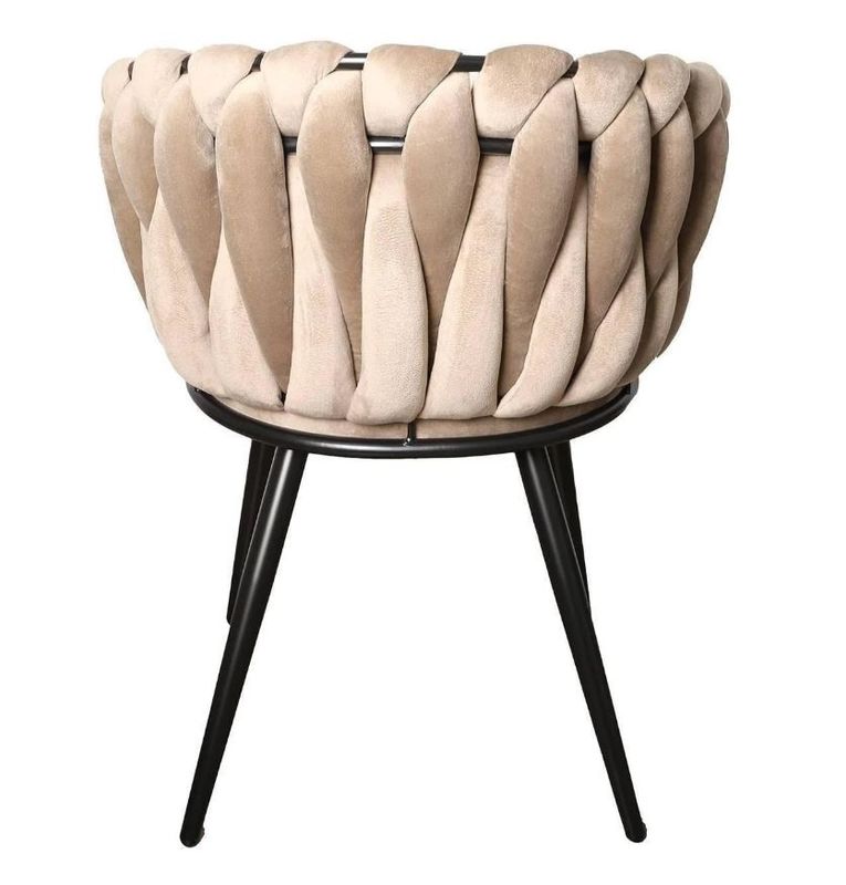 Homerebels Matstol Sand – Sammet & flätad rygg