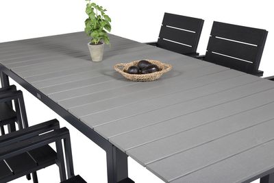 Venture Home Levels Rektangulärt Matbord 160 x 100 Svart + Matstolar 6-pack Svart