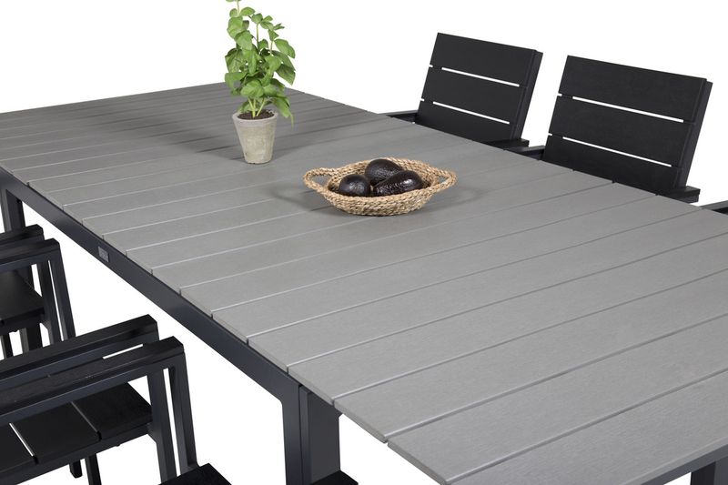 Venture Home Levels Rektangulärt Matbord 160 x 100 Svart + Matstolar 6-pack Svart