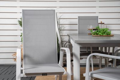 Venture Home Albany & Copacabana Rektangulärt Matbord 152 x 90 Vit + 6 st Reclinerstolar Grå