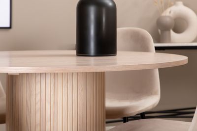 Venture Home Bianca & Polar Runt Matbord ⌀110 Vitputsad + 4 st Matstolar Beige