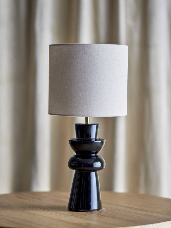Bloomingville Lio Bordslampa, Svart, Stengods, Ø25xH53 cm