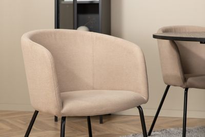 Venture Home Berit & Bianca 4 st Matstolar Beige + Runt Matbord ⌀110 Svart