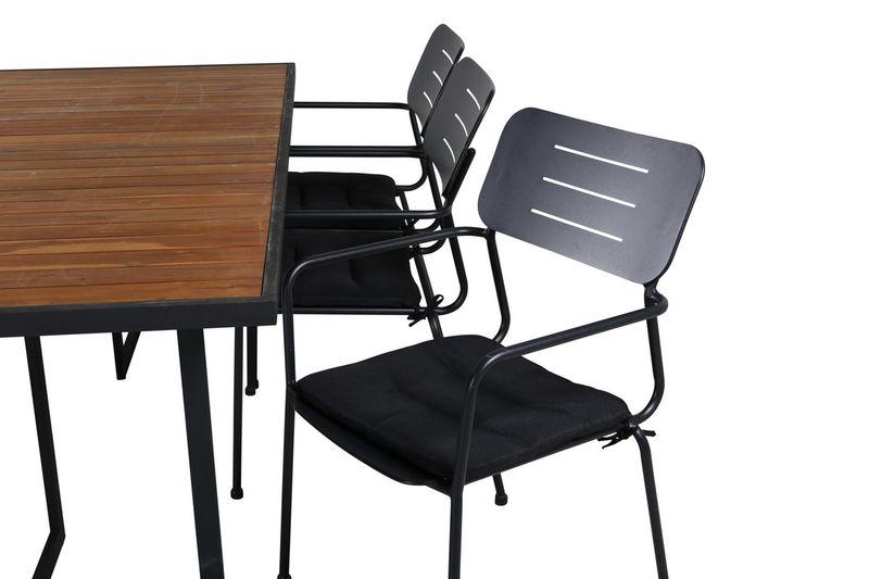 Venture Home Nicke & Khung 6 st Matstolar Svart + Rektangulärt Matbord 200 x 100 Natur