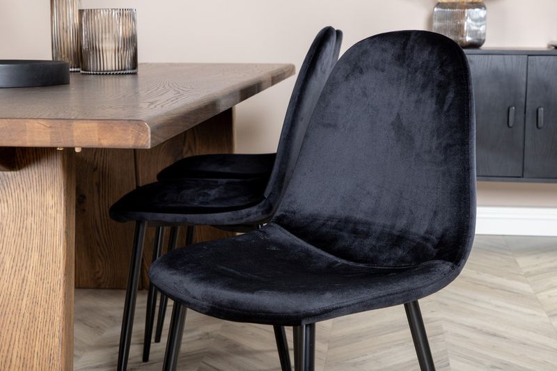 Venture Home Logger & Polar Rektangulärt Matbord 210 x 100 Natur + 6 st Matstolar Svart