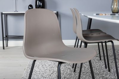 Venture Home Arctic & Polar 6 st Matstolar Beige + Rektangulärt Matbord 240 x 100 Vit