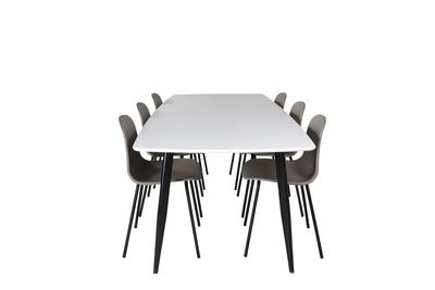 Venture Home Arctic & Polar 6 st Matstolar Beige + Rektangulärt Matbord 240 x 100 Vit