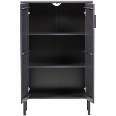 WOOOD Gunnar 2-dörrars skåp i matt svart furu