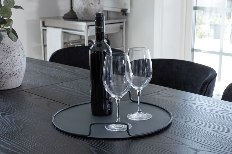 Venture Home Arrow & Gold 6 st Matstolar Svart + Rektangulärt Matbord 180 x 85 Svart