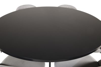 Venture Home Copenhagen & Velvet Runt Matbord ⌀140 Svart + 6 st Matstolar Ljusgrå