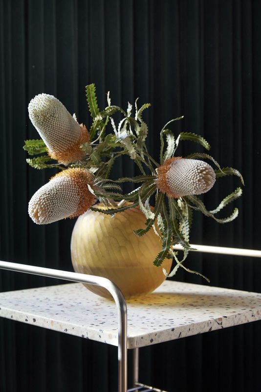 Hübsch Wave serveringsvagn terrazzo/nickel 50 x 49 x H62 cm