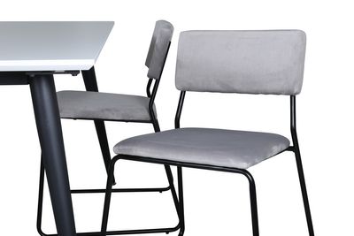 Venture Home Jimmy & Kenth Rektangulärt Matbord 150 x 90 Vit + 4 st Matstolar Grå