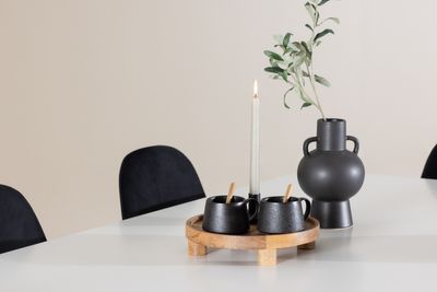 Venture Home Polar & Silar 6 st Matstolar Svart + Rektangulärt Matbord 180 x 90 Vit