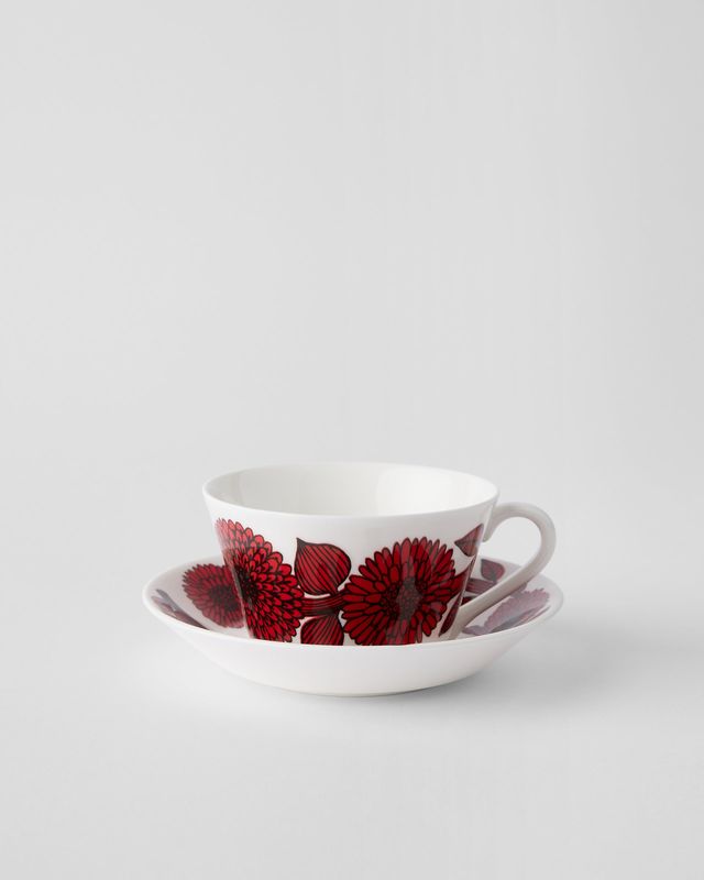 Gustavsberg ASTER RÖD, Tekopp + fat, kon