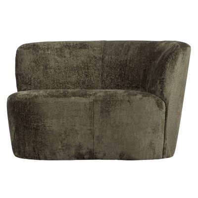 WOOOD STONE Liten Soffa Höger Varmgrön Sammet