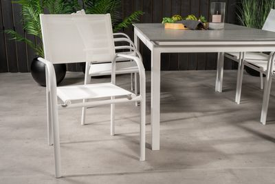 Venture Home Levels & Santorini Rektangulärt Matbord 160 x 100 Vit + 6 st Matstolar Vit